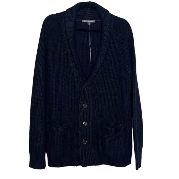 NWT Slate & Stone Arthur Navy Shawl Collar Knit Wool Blend Cardigan Size XLarge - Picture 3 of 11
